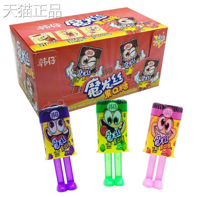 韩仔魔法丝糖儿童好吃又好玩疯狂魔发头发丝糖果q 口红糖酱唇膏糖