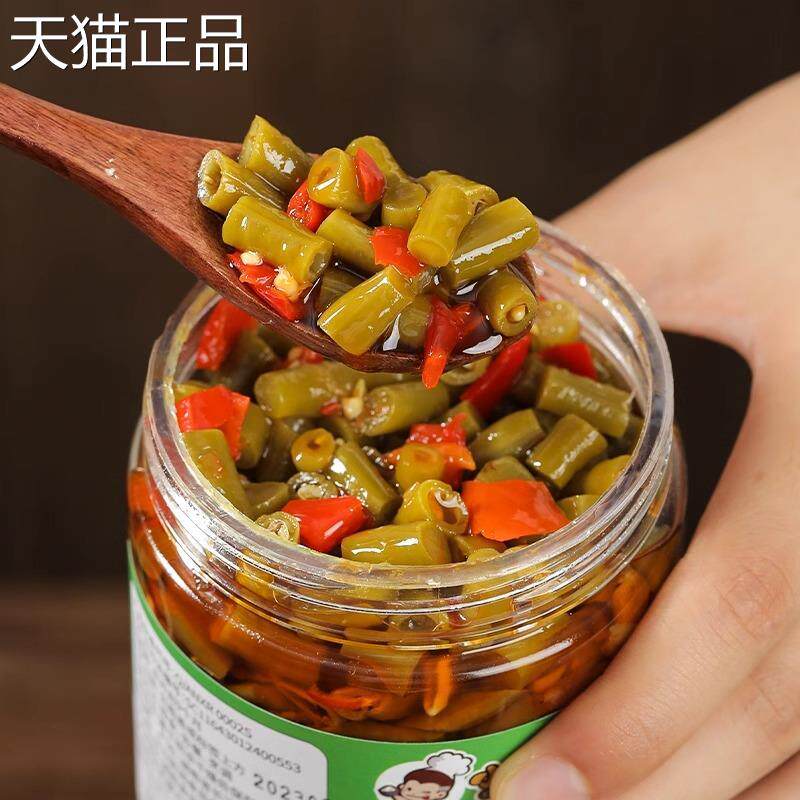 湖南特产正宗酸豆角下饭菜即食咸菜开味酸豇豆瓶装泡菜食品外婆菜