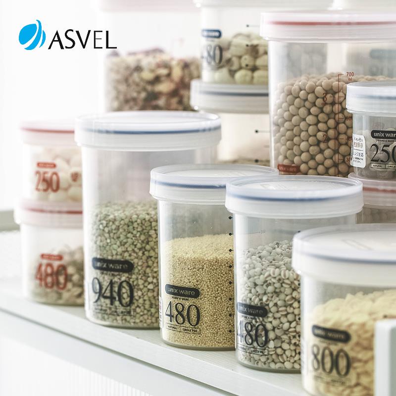 日本asvel密封罐糖瓶子空瓶杂粮收纳盒咖啡豆保存罐储物罐塑料罐