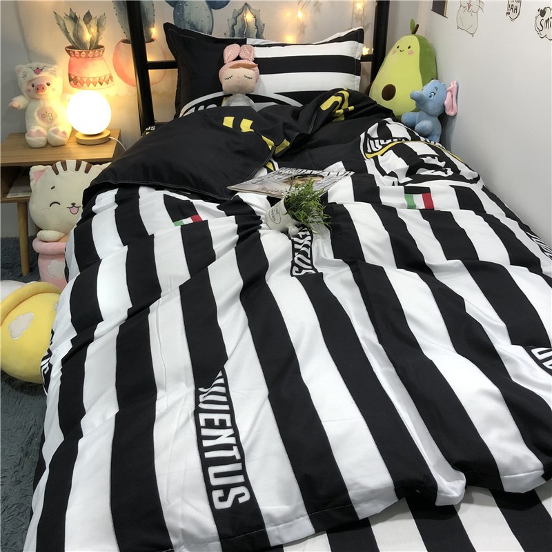 北欧英伦风床单被套四件套巴塞罗足球迷学生宿舍单人X床被罩三件
