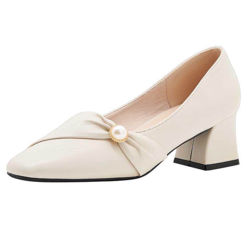 好货粗跟方头单鞋女士大码加宽胖脚通勤百搭优雅气质配裙子旗袍高