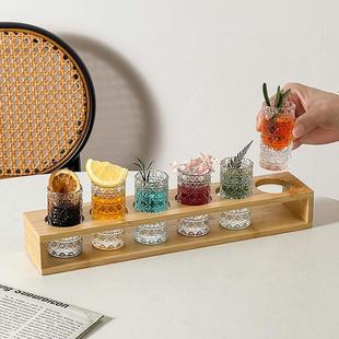 好货浮雕石纹白酒杯架shot杯套装 一口杯野格烈酒杯鸡尾酒杯小酒子