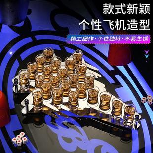 好货不锈钢一口杯架KTV酒吧子弹杯套装 白酒杯架玻璃shot小洋酒杯B