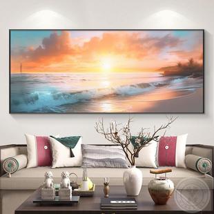 日出东方装饰画现代简约客厅沙发背景墙挂画大芬村油画肌理感壁画
