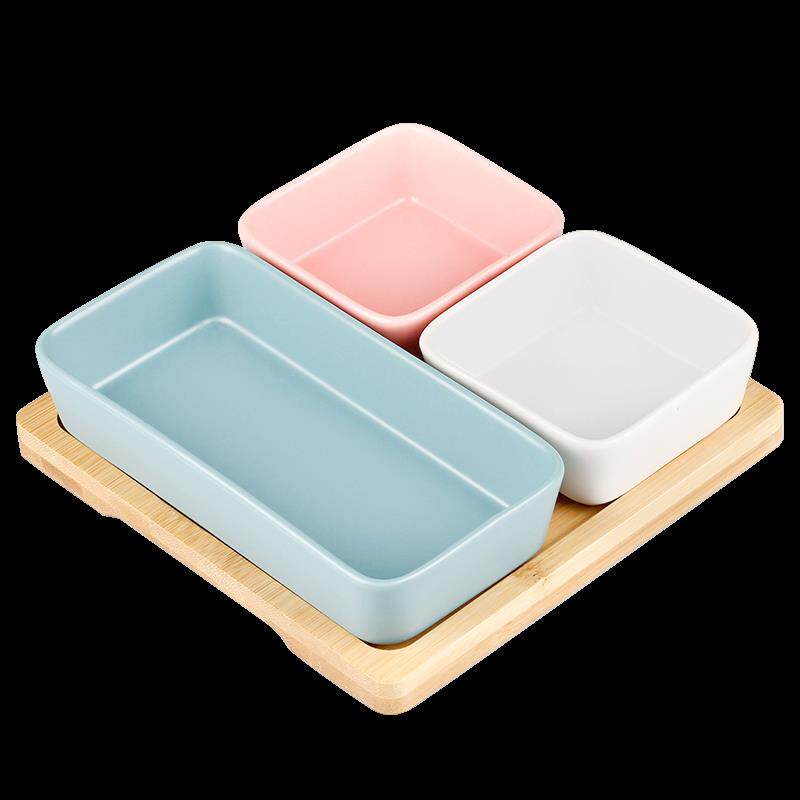 北欧四方碟创意分格拼盘零食坚果干果盘调味碟家用陶瓷水果盘组合