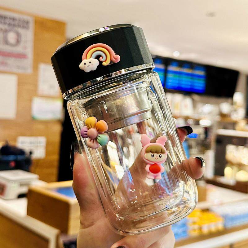 推荐水杯女士新款高颜值高硼硅双层玻璃杯耐高温泡茶杯子便携小巧