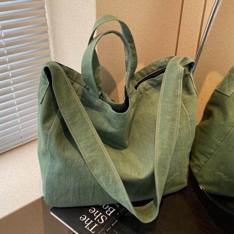 极速大学生帆布包包女2025新款大容量通勤手提袋韩系慵懒风单肩托