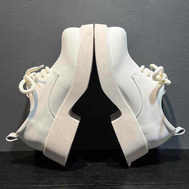 好货白色皮鞋男2026新款休闲增高大头德比鞋通勤英伦风厚底马丁靴