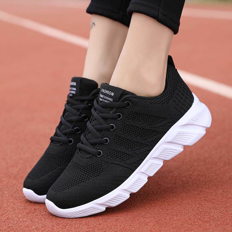 好货女鞋休闲运动鞋黑色网面透气网鞋女款跑步鞋软底轻便不累脚工