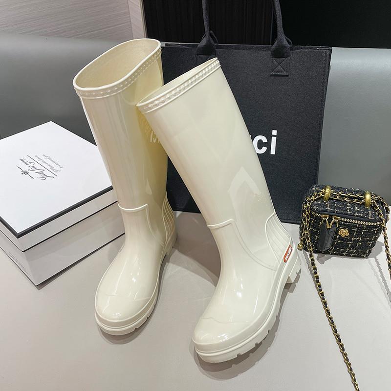 好货新款高筒雨鞋女成人白