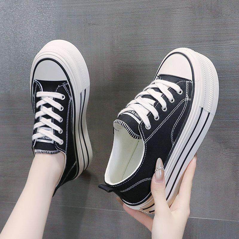 好货帆布鞋女士新款2026春季百搭板鞋透气平厚底防滑休闲软底网红