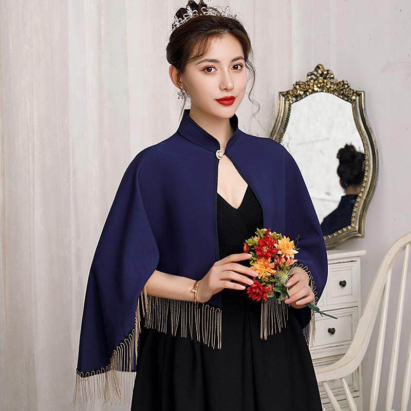 推荐新娘婚纱披肩结婚礼服旗袍披风斗篷外搭酒红色敬酒服外套韩版