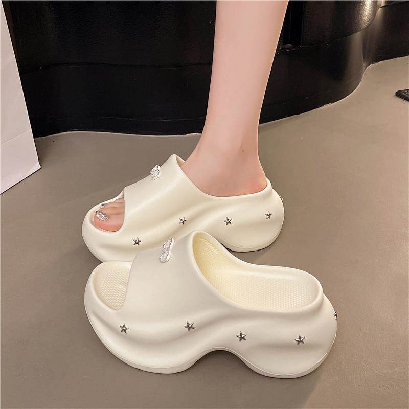 好货主婚纱神器夏季凉拖鞋女漏指松糕厚底增高新娘鞋白色婚鞋女洞