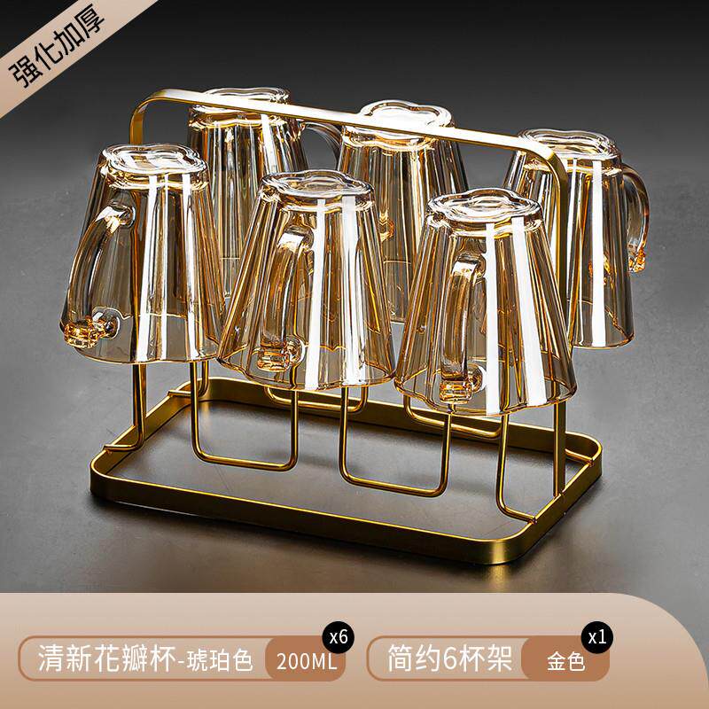 推荐高级感轻奢水杯玻璃杯套装家用喝水杯子招待客人泡茶杯客厅咖