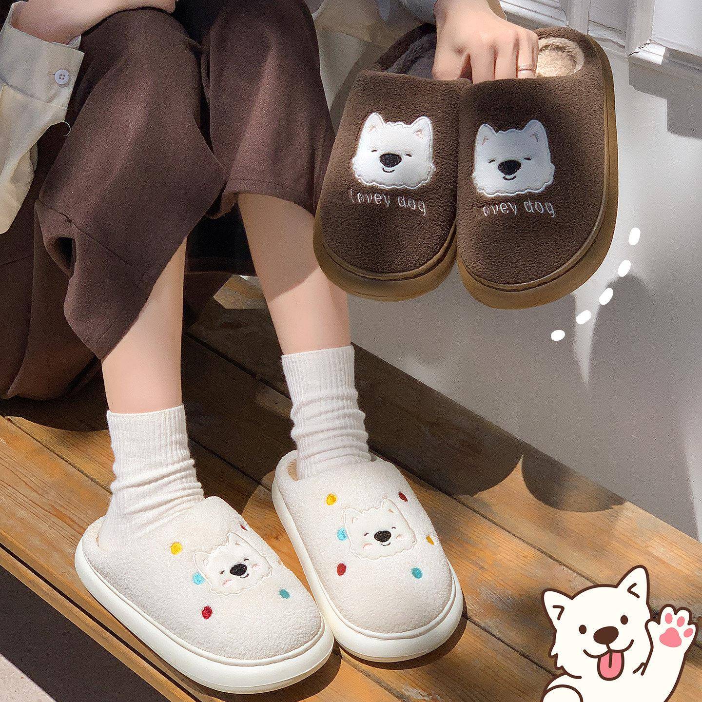 新品可爱棉拖鞋女冬天2026新款情侣家居室内加绒保暖厚底家用棉拖