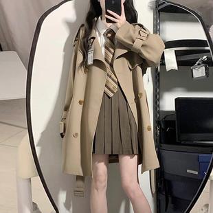 黑色风衣外套女早春短款2025春秋新款韩系英伦风小个子大衣高级感