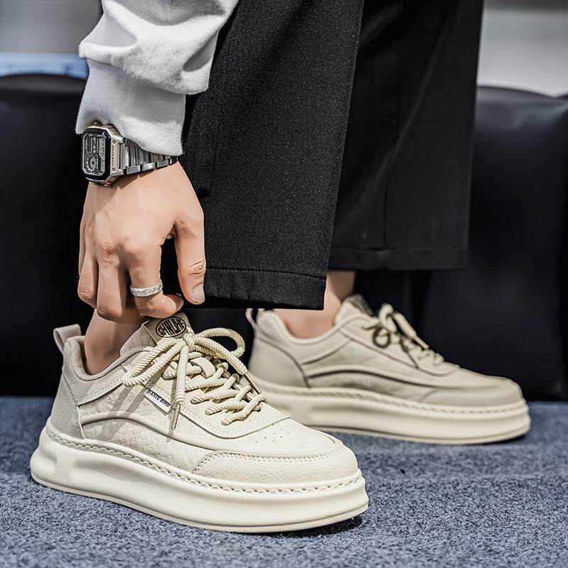 好货男鞋春季潮流休闲百搭黑色板鞋男士工作上班防滑厚底运动阿甘