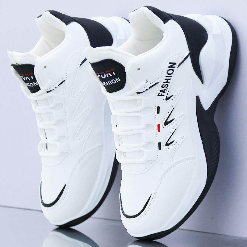 好货春秋季新款球鞋高帮鞋男鞋潮流百搭运动鞋学生皮面防水防滑跑