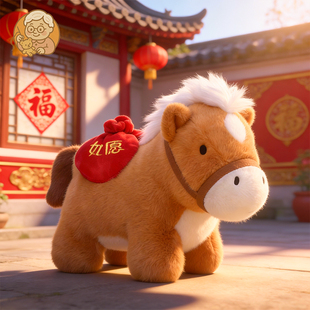 2026马年吉祥物公仔小马毛绒玩具可爱新年玩偶娃娃公司年会生肖马