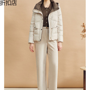 时尚 冬季 撞色白鸭绒连帽宽松羽绒服 25年新专选女装 音家商场同款