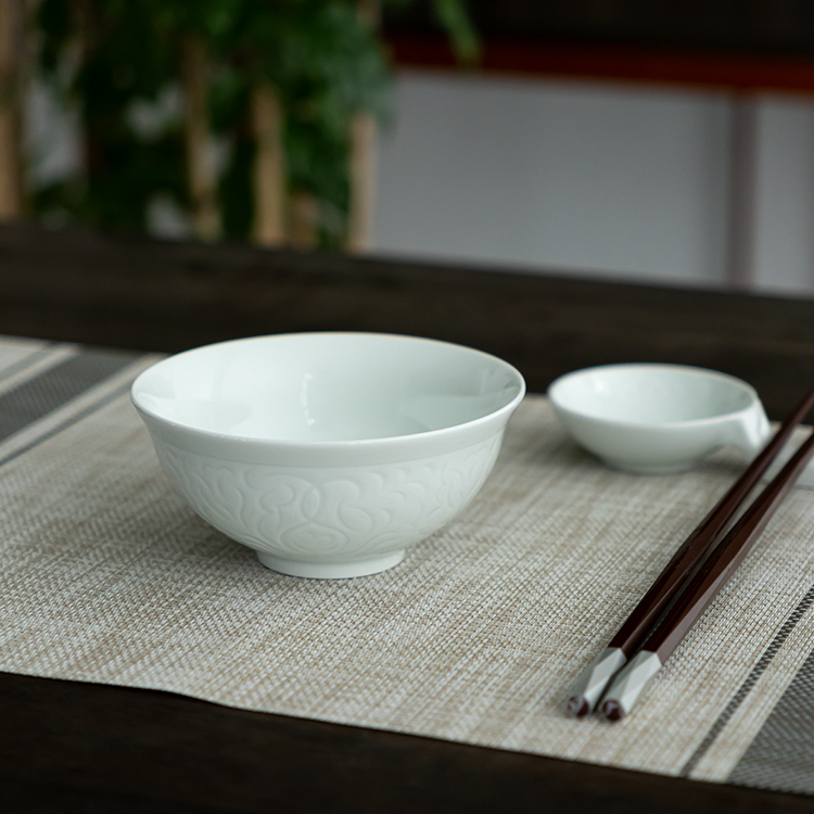 景德镇陶瓷餐具米饭碗影青瓷酒店高档家用陶瓷汤碗面碗高温瓷汤碗