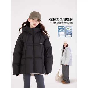 儿童超好看三防厚羽绒服女大童2025新款黑色派克服外套初中生冬季