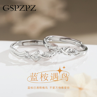 蓝桉已遇释怀鸟戒指男女款一对情侣设计款指环情人节礼物送女友