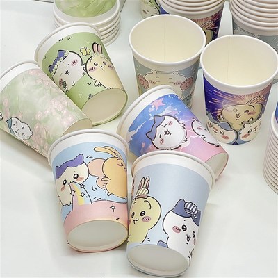 chiikawa吉伊卡哇一次性纸杯子家用高颜值加厚水杯咖啡茶饮料定制