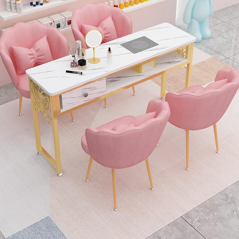 轻奢大功率吸尘器美甲桌椅套装单双人网红经济型金色美甲台沙发椅