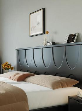 北欧复古床双人床1.8米1.5米现代简约轻奢哑光主卧黑色实木床