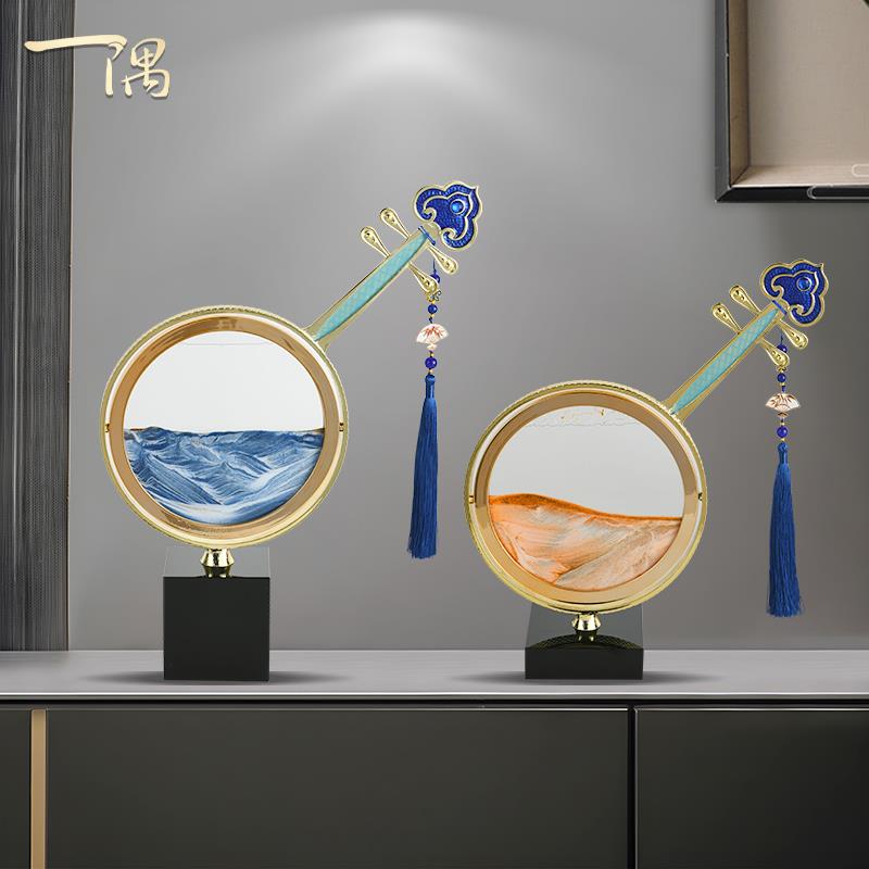 新中式琵琶流沙画电视柜酒柜摆件装饰品沙漏解压乔迁新居创意礼物