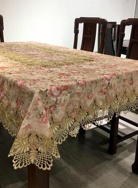 餐桌布艺八仙桌麻将桌桌布欧式正方形白色台布盖布家用方桌布圆桌