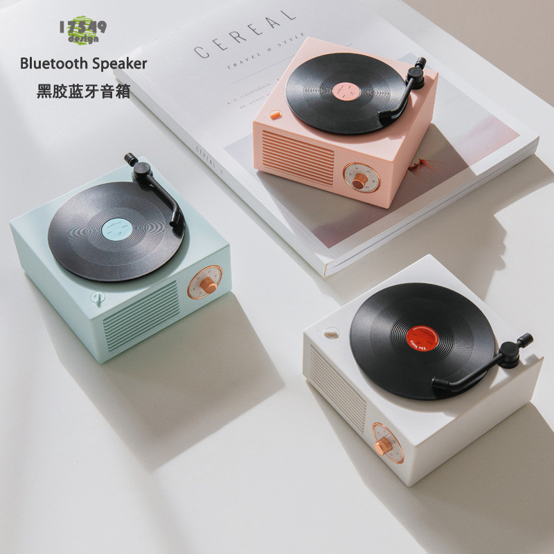 无线蓝牙音箱少女心复古小音响可爱创意圣诞节黑胶原子唱生日礼物