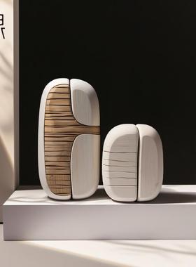 酒店样板间玄关摆件创意软装抽象实木雕塑艺术品设计师装饰品摆饰