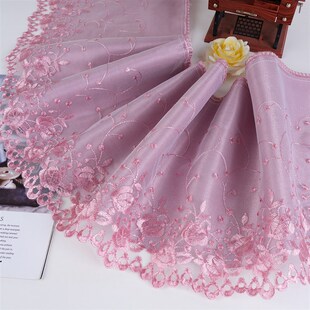 蕾丝双层c花边 878 网纱刺绣裙摆衣边床边手工制作辅料窗帘花边M