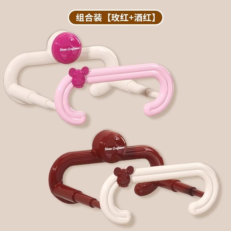 新款吸盘伸缩脸盆架壁挂免打孔浴室置物架收纳洗澡脚盆厕所沥新款