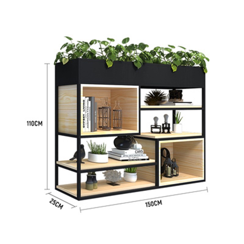 铁艺花架置物架客厅落地现代简约绿萝矮花架隔断屏风书架实木隔板