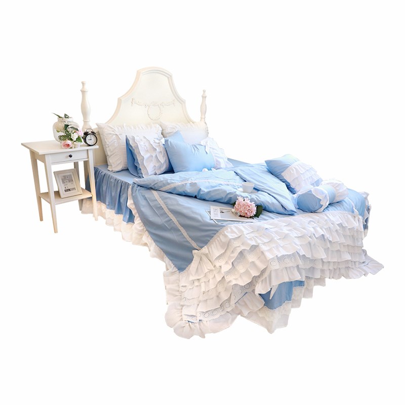 韩版韩式欧式少女公主全棉蛋糕床裙款床上用品被套四件套