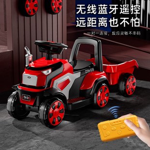 新品儿童大号拖拉机可坐人电动带斗遥控越野双人玩具挖掘机工程车