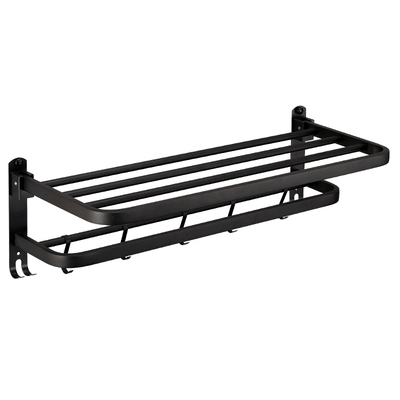 浴室置物架免打孔不锈钢304黑色可折叠浴巾架 卫生间挂毛巾的架子