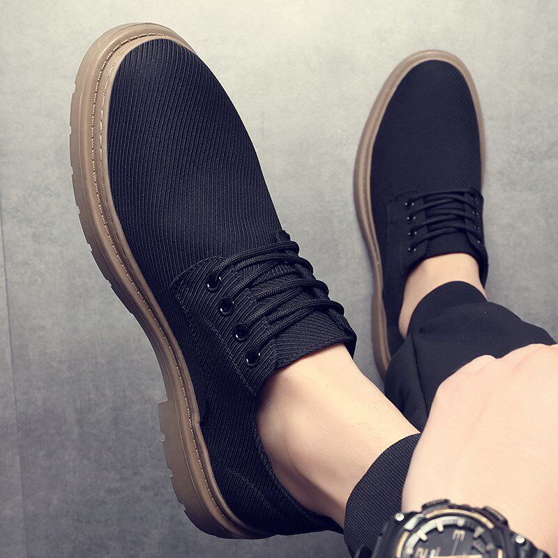 男士皮鞋布面2025夏季新款透气男鞋百搭休闲鞋子黑色时尚布鞋男款