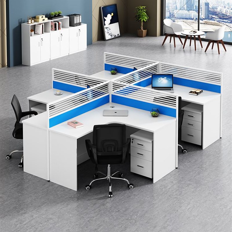 新款办公桌简约现代2/4/6/8人位屏风工作位职员四人卡位办公桌椅