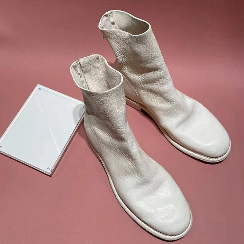 软皮鬼帝靴马丁靴女2024春秋新款机车靴后拉链中筒靴短靴瘦瘦靴女,女鞋,时装靴,淘宝优惠券,粉丝福利购,淘宝优惠卷