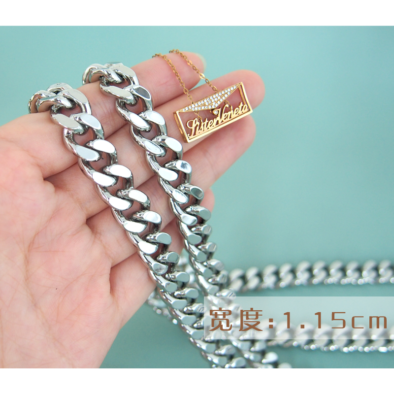 粗链条纯铜包链银色包带斜挎带替换肩带背包带配件女包带金属链条