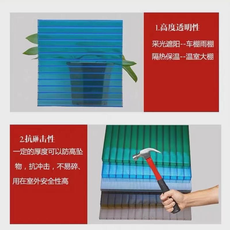 PC阳光板双层采光板聚碳酸酯蜂窝板雨棚温室大棚遮阳棚中空阳光板