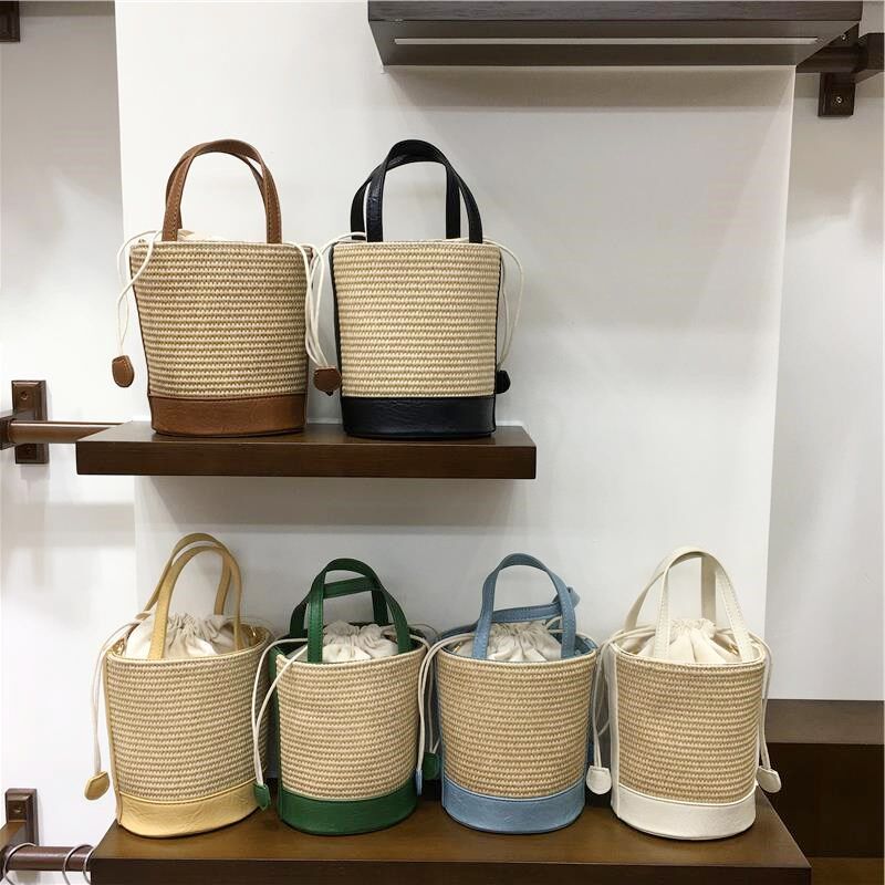 小脏柜 包包女2025新款高级感度假草编编织包圆筒手提斜挎水桶包,箱包皮具/热销女包/男包,通用款女包,淘宝优惠券,粉丝福利购,淘宝优惠卷