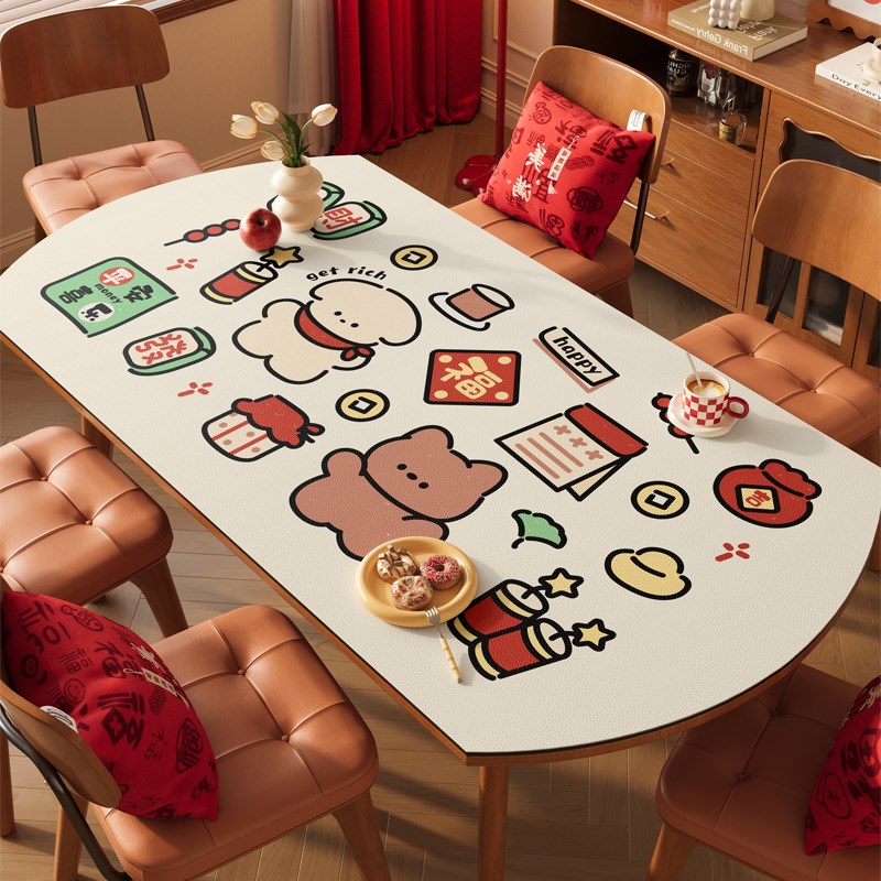 椭圆形隔热垫餐桌垫防烫耐高温高级感桌布防水防油新中式茶几台布