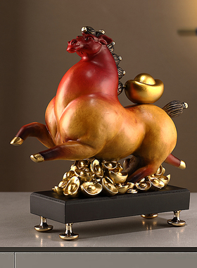 马上有钱办公室摆k件客厅酒柜桌面工艺品马到成功开业礼物高档聚