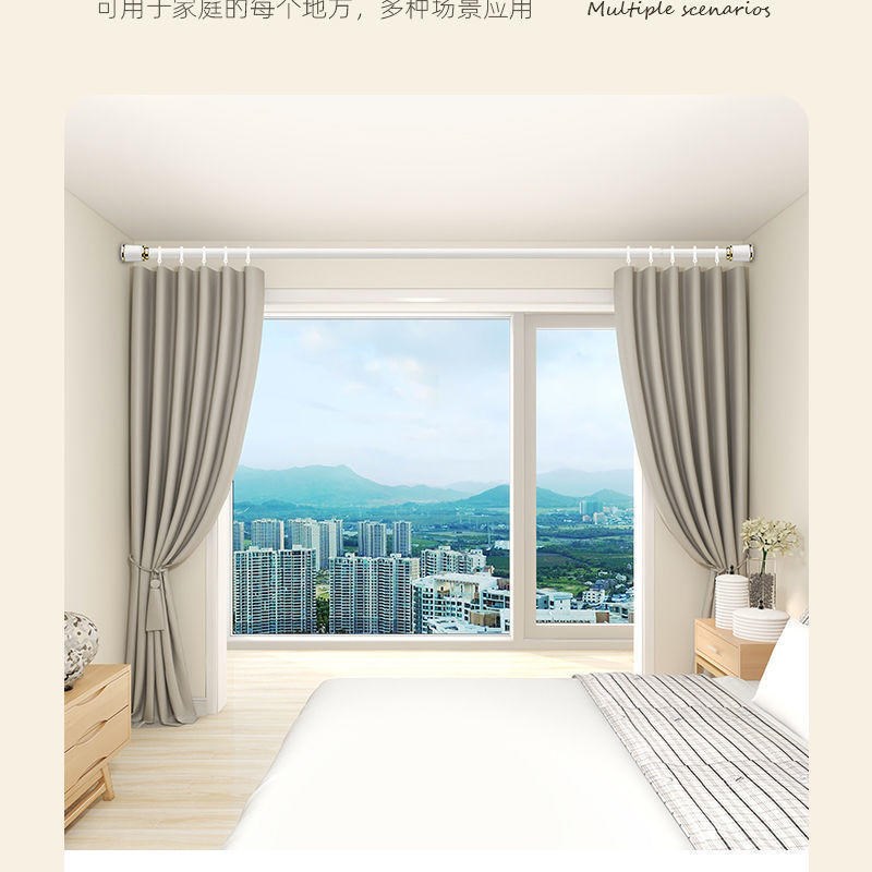 卫生间浴室浴帘杆伸缩杆简易窗帘杆阳台晾衣杆免打孔免安装家用