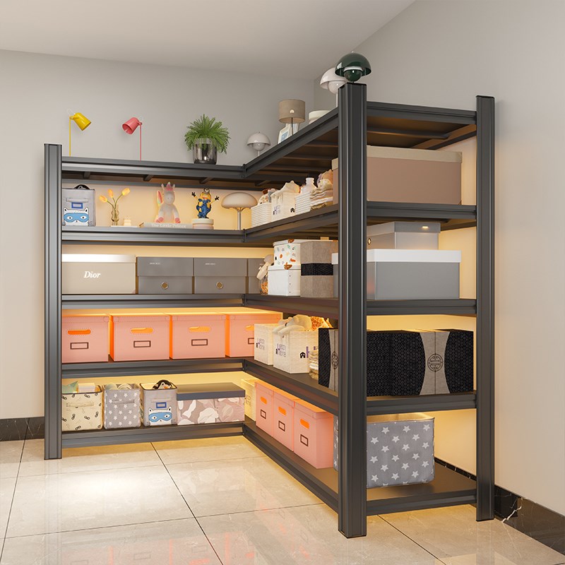 货架转角L型置物架拐角多层阳台杂物架直角钢制收纳层架仓库展示